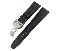 CHCWR 21 mm 22 mm End incurvé véritable vache en cuir de vache Remplacement de bande de montre pour les montres du pilote Portugieser Boucotte de boucle pliante/marron 2/22 mm