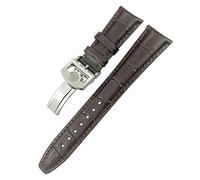 CHCWR 21 mm 22 mm End incurvé véritable vache en cuir de vache Remplacement de bande de montre pour les montres du pilote Portugieser Boucotte de boucle pliante/marron 2/22 mm
