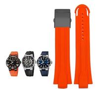 CHCWR 24 mm * 12 mm End End Rubber Arafroping WatchBand pour oris bracelet Silicone Brave de montre en acier inoxydable Clasque (couleur: orange-armatrice, taille: 24-12 mm)