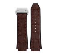 CHCWR 25 * 7 mm Bandle de montre en cuir en cuir de vache pour Classic Fusion Univers Big Bang Series Men Belt Watch Band Butterfly Buckl (Couleur: Black Black Buckle, Taille: 26-19mm)