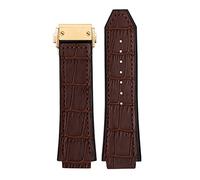 CHCWR 25 * 7 mm Vraie Cow Leather Rubber Watch Band pour Classic Fusion Universe Big Bang Series Men Belt Watch Band Butterfly Buckl