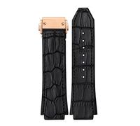 CHCWR 25 * 7 mm Vraie Cow Leather Rubber Watch Band pour Classic Fusion Universe Big Bang Series Men Belt Watch Band Butterfly Buckl