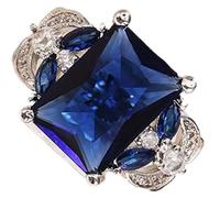 CHCWR 925 Argent Énorme Naturel 4Ct Tanzanite Bague De Mariée Mariage Fiançailles Taille 6-10