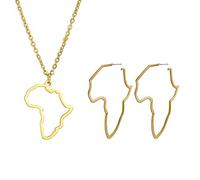 CHCWR Africa Map Aperline Pendant Collier et boucles d'oreilles Ensemble de boucles d'or à la mode d'or Afrique