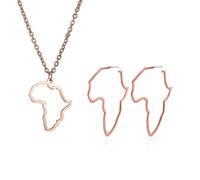 CHCWR Africa Map Aperline Pendant Collier et boucles d'oreilles Ensemble de boucles d'or à la mode d'or Afrique
