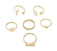 CHCWR Alliage en métal simple ouvert Ring à réglage de mode Lien Géométrique 6 pièces Géométrique