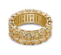 CHCWR Anneau Moissanite incrusté en or 14K en or, bague de style hip-hop masculin, une déclaration à deux rangées pour des personnalités audacieuses, des cadeaux pour papa