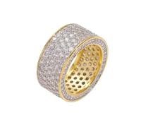 CHCWR Anneaux de spinner Moisanite à cinq rangs en or 14K, style hip-hop à haut polotis, bague de déclaration de luxe pour hommes