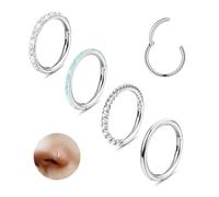 CHCWR Bague à anneaux à nez à charnière 16g Boucles d'oreilles de cartilage en acier chirurgical 16g