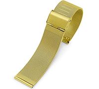 CHCWR Band de montre en acier inoxydable 8/10/12/13/14/15/16/17/18/19/21/21/22/23/23/24 mm Watchband en maille en argent 304 Sangle en acier inoxydable (couleur: or, taille: 21 mm)