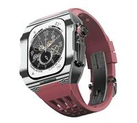 CHCWR Band de montre en caoutchouc Célette en fibre de carbone , pour SE / 4/5/6/7/8/9 série 44/45 mm de watch mod kit accessoires avec outil de bande