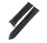 CHCWR Band de montre en cuir authentique 20 mm 22 mm 18 mm 19 mm 21 mm ajustement pour Omega Seamaster AT150 Diver 300 De Ville Cowhide Alligator Watch Strap (couleur: noir, taille: 20 mm)
