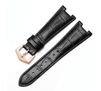 CHCWR Band de montre en cuir authentique pour 5711 5712G Nautilus montres hommes et femmes Notch spécial 25 mm * Broche de montre de 12 mm (couleur: noir-argent, taille: noir-or)