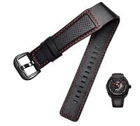CHCWR Band de montre en cuir de cube à vache pour Dietrich OTC-AO1 STRAP STRAP Noir 24 mm Bracelet Stomates Cowhide Black Wrist Wrists (Couleur: Black jaune noir, taille: 24 mm)
