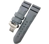 CHCWR Bande de montre en caoutchouc 22 mm 24 mm 26 mm Sigle de montre en silicone ajustement pour submersible Luminor Pam Blue Blue étanche/pliage gris / 24 mm
