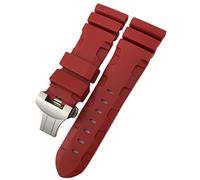 CHCWR Bande de montre en caoutchouc 22 mm 24 mm 26 mm Slicon Watch Strap Fit pour submersible Luminor Pam Blue Blue étanche/pliage orange / 26 mm