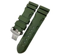 CHCWR Bande de montre en caoutchouc 22 mm 24 mm 26 mm Slicon Watch Strap Fit pour submersible Luminor Pam Blue Blue étanche/pliage vert / 26 mm