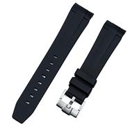 CHCWR Bande de montre en silicone en caoutchouc souple 21 mm Black Blue Grey Green Pin Bouchle Watch Band For Strap Conquest Series (Couleur: STRAP VERT, Taille: 21 mm)