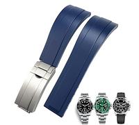 CHCWR Bande de surveillance en caoutchouc de 20 mm 21 mm pour Daytona Submariner GMT Yacht-Master Oysterflex Silicone Bracelettes Boucle de boucle (couleur: fermoir mat, taille: 20 mm)