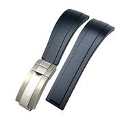 CHCWR Bande de surveillance en caoutchouc de 20 mm 21 mm pour Daytona Submariner GMT Yacht-Master Oysterflex Silicone Bracelettes Boucle de boucle (couleur: fermoir mat, taille: 20 mm)