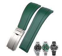 CHCWR Bande de surveillance en caoutchouc de 20 mm 21 mm pour Daytona Submariner GMT Yacht-Master Oysterflex Silicone Bracelettes Boucle de boucle (couleur: fermoir mat, taille: 20 mm)