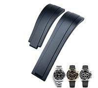 CHCWR Bande de surveillance en caoutchouc de 20 mm 21 mm pour Daytona Submariner GMT Yacht-Master Oysterflex Silicone Bracelettes Boucle de boucle (couleur: fermoir mat, taille: 20 mm)