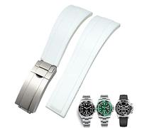 CHCWR Bande de surveillance en caoutchouc de 20 mm 21 mm pour Daytona Submariner GMT Yacht-Master Oysterflex Silicone Bracelettes Boucle de boucle (couleur: fermoir mat, taille: 20 mm)