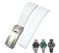 CHCWR Bande de surveillance en caoutchouc de 20 mm 21 mm pour Daytona Submariner GMT Yacht-Master Oysterflex Silicone Bracelettes Boucle de boucle (couleur: fermoir mat, taille: 20 mm)