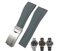 CHCWR Bande de surveillance en caoutchouc de 20 mm 21 mm pour Daytona Submariner GMT Yacht-Master Oysterflex Silicone Bracelettes Boucle de boucle (couleur: fermoir mat, taille: 20 mm)