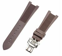 CHCWR Bandoue de montée en silicone en silicone en caoutchouc Boucle de boucle pliante pour bracelet Nautilus Series Watch Band (Couleur: noir avec boucle, taille: 25 mm)