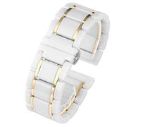 CHCWR Bandoue en acier inoxydable en céramique 20 mm 22 mm 16 mm 18 mm Bandoues de montre à libération rapide (couleur: noir x or, taille: 20 mm)