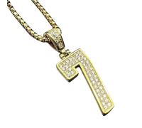 CHCWR Bijoux, collier hip-hop, vide en acier inoxydable en diamant en diamant clouté n ° 7 collier de pendentif numérique, chaîne masculine et féminine hip-hop