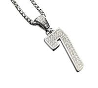 CHCWR Bijoux, collier hip-hop, vide en acier inoxydable en diamant en diamant clouté n ° 7 collier de pendentif numérique, chaîne masculine et féminine hip-hop