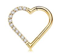 CHCWR Bijoux de piercing de coeur 16g 8 mm 10 mm oreille gauche - F136 Titanium Clicker Daith Orees pour femmes et hommes
