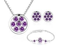 CHCWR Bijoux ensembles aaaaaa cubic zircon pendant collier boucles d'oreilles bracelet fleur de cristal pour les femmes