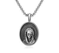 CHCWR Bijoux exquis, collier de pendentif de Vierge masculin, pendentif gothique vintage chrétienne pure étain, 70