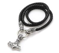 CHCWR Bijoux exquis, colliers pendants, marteau viking avec collier en cuir nordique odin nordique