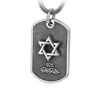 CHCWR Bijoux exquis, colliers pendentifs, collier masculin avec un chien d'étoile hexagonale étiquette gothique vintage david star en s + chaîne 70 cm