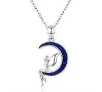 CHCWR Bijoux fins, anneaux femmes, fée chanceuse dans les colliers pendentifs de lune bleu