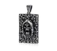 CHCWR Bijoux Men ， Pendant le crâne du diable masculin, Gothic Vintage Skull S Pendant Collier, pendentif + chaîne 60cm