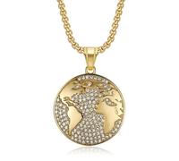 CHCWR bijoux titane en acier en or plaqué gibine de la carte du monde