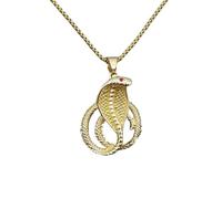 CHCWR Bijoux titane en acier or plaqué diamant cobra collier pendentif pour hommes et femmes chaîne