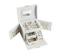 CHCWR Boîte à bijoux Boîte à bijoux, grande organisatrice de bijoux Girls Pu Leather Drawer Boîtes bijoux Étui de rangement de bijoux pour boucles d'oreilles