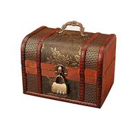 CHCWR Boîte bijoux Étui en bois vintage avec coffre à contenant de rangement de serrure