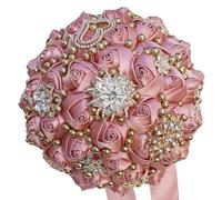 CHCWR Bouquet de Fleurs séchées Exotiques 9,4 "Bouquet de Mariage de mariée, Bouquet de Fleurs de Rose Artificielle rougis pour Mariage (Vert foncé)