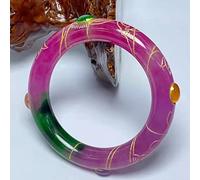 CHCWR Bracelet à canne ronde à fleurs vertes flottantes Dernières bijoux de boutique de bracelet Jade Handring Hand Hewelry (58-59 mm)