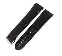 CHCWR Bracelet de montre en caoutchouc et nylon et cuir 20 mm, 22 mm, 19 mm, 21 mm, convient pour Seamaster Planet Ocean Diver 300 Orange Bracelet de montre en silicone / Noir/20 mm, 20 mm