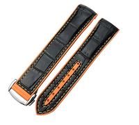 CHCWR Bracelet de montre en cuir de nylon et caoutchouc 20 mm, 22 mm, 19 mm, 21 mm Fit For Seamaster Planet Ocean Diver 300 Orange Santa de montre/noir/20 mm, Orange L?der, 19 mm