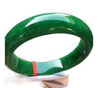 CHCWR Bracelets en jadeite à la main en vert émeraude Bracelets à fleurs sculptés à la main