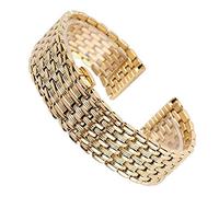 CHCWR Brotte de montre en acier inoxydable 18/20 / 22 mm Bouton de bracelet en or jaune Classement caché Link solide Réglable Réglable + 2 barres de ressort Bracelet